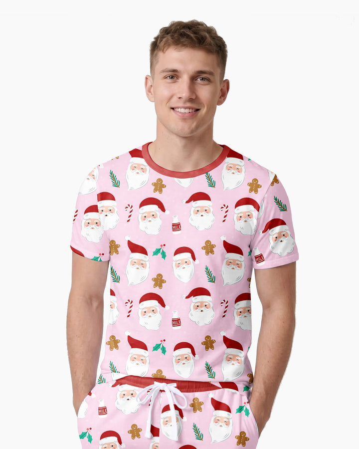 Christmas Sweet Santa Bamboo Men Short Sleeve Short Pajama Set