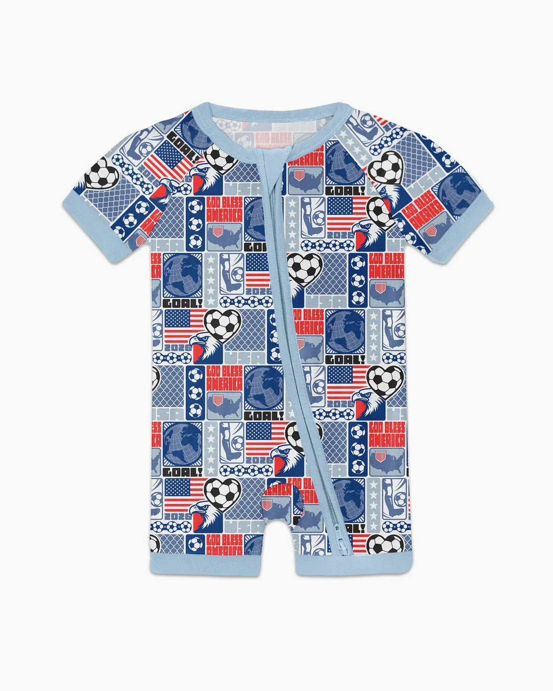World Soccer God Bless America Bamboo Shorty Zippy