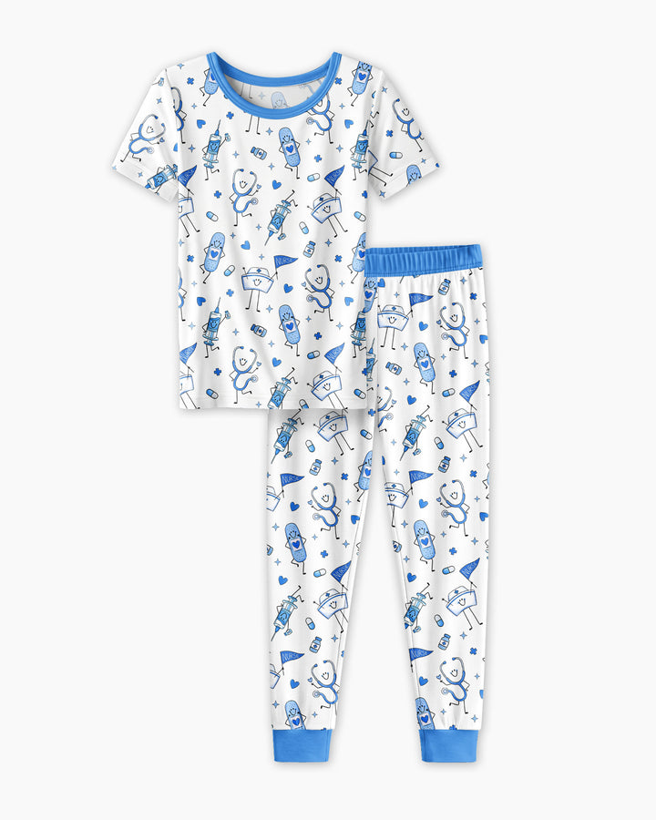 Cute Nurse Crew Bamboo Two Piece Short Sleeve Pajama Set