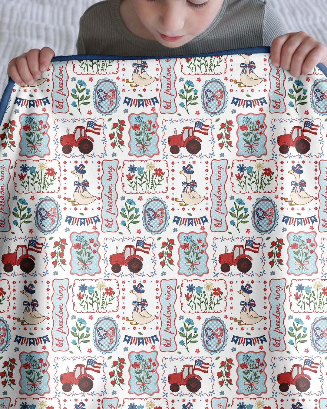 Patriotic USA Silly Goose Family Matching Bamboo Blanket