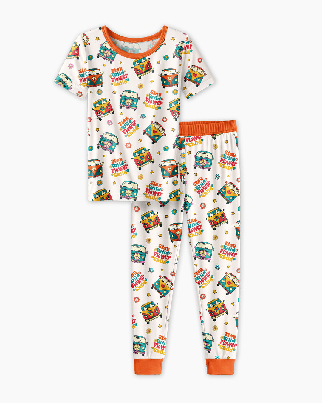Stay Wild Flower Child Bamboo Two Piece Short Sleeve Pajama Set
