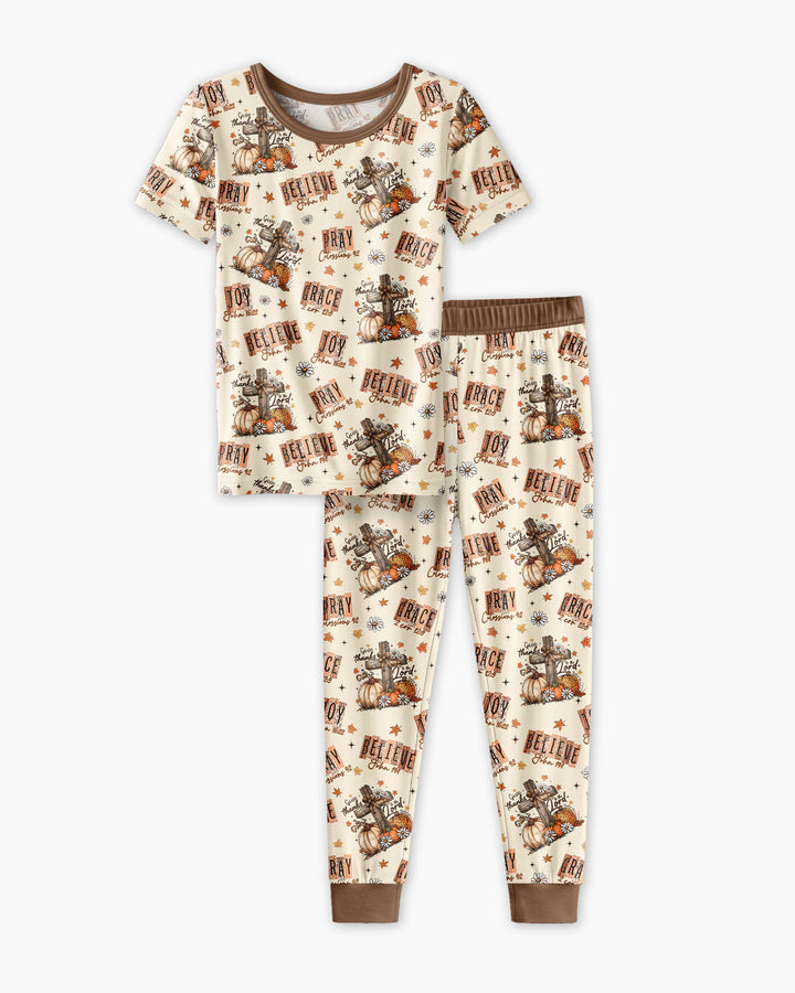 Conjunto de pijama de dos piezas de manga corta de bambú