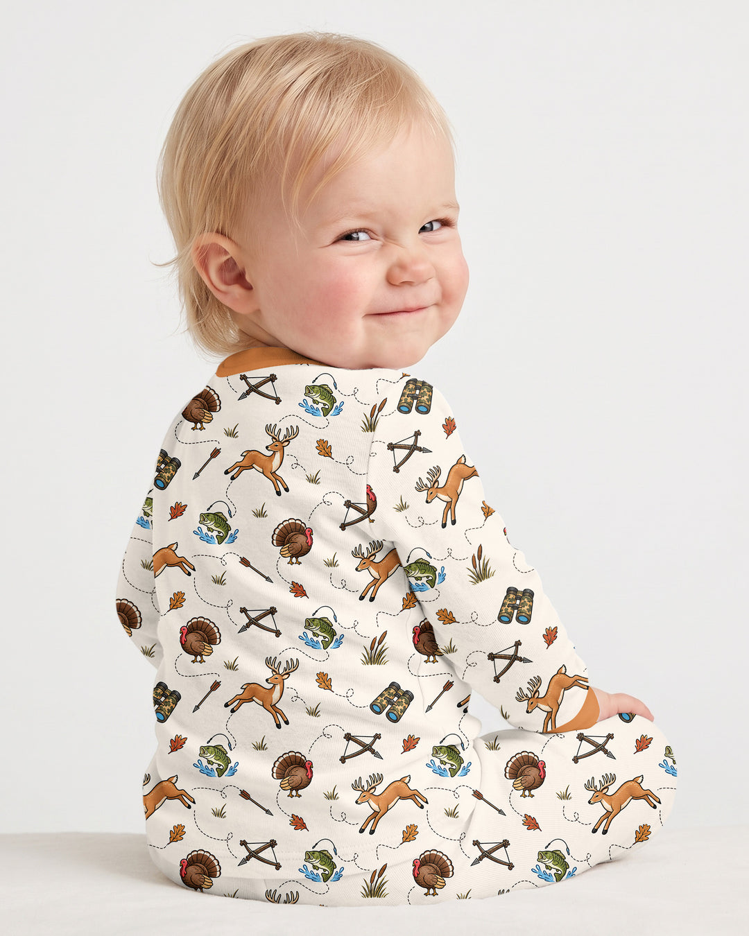 Personalized Pack My Diapers I'm Going Hunting Bamboo Two Piece Long Sleeve Pajama Set