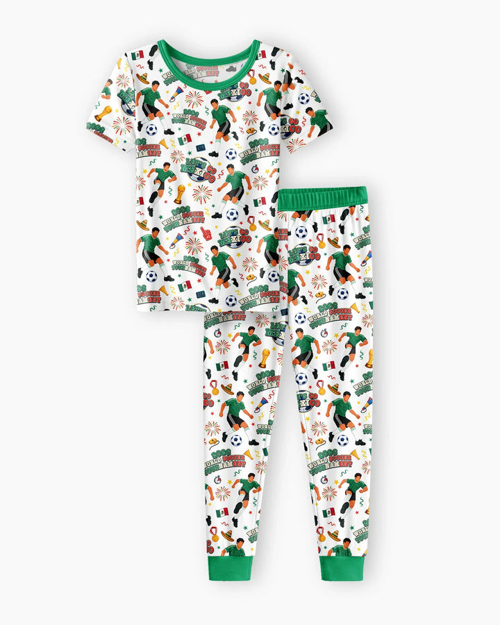 Conjunto de pijama de dos piezas de manga corta de bambú