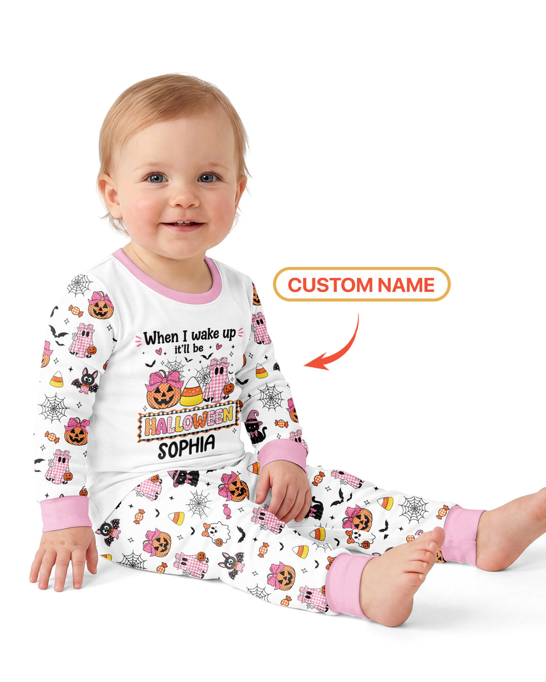 Custom Name When I Wake Up It'll Be Halloween! Bamboo Two Piece Long Sleeve Pajama Set