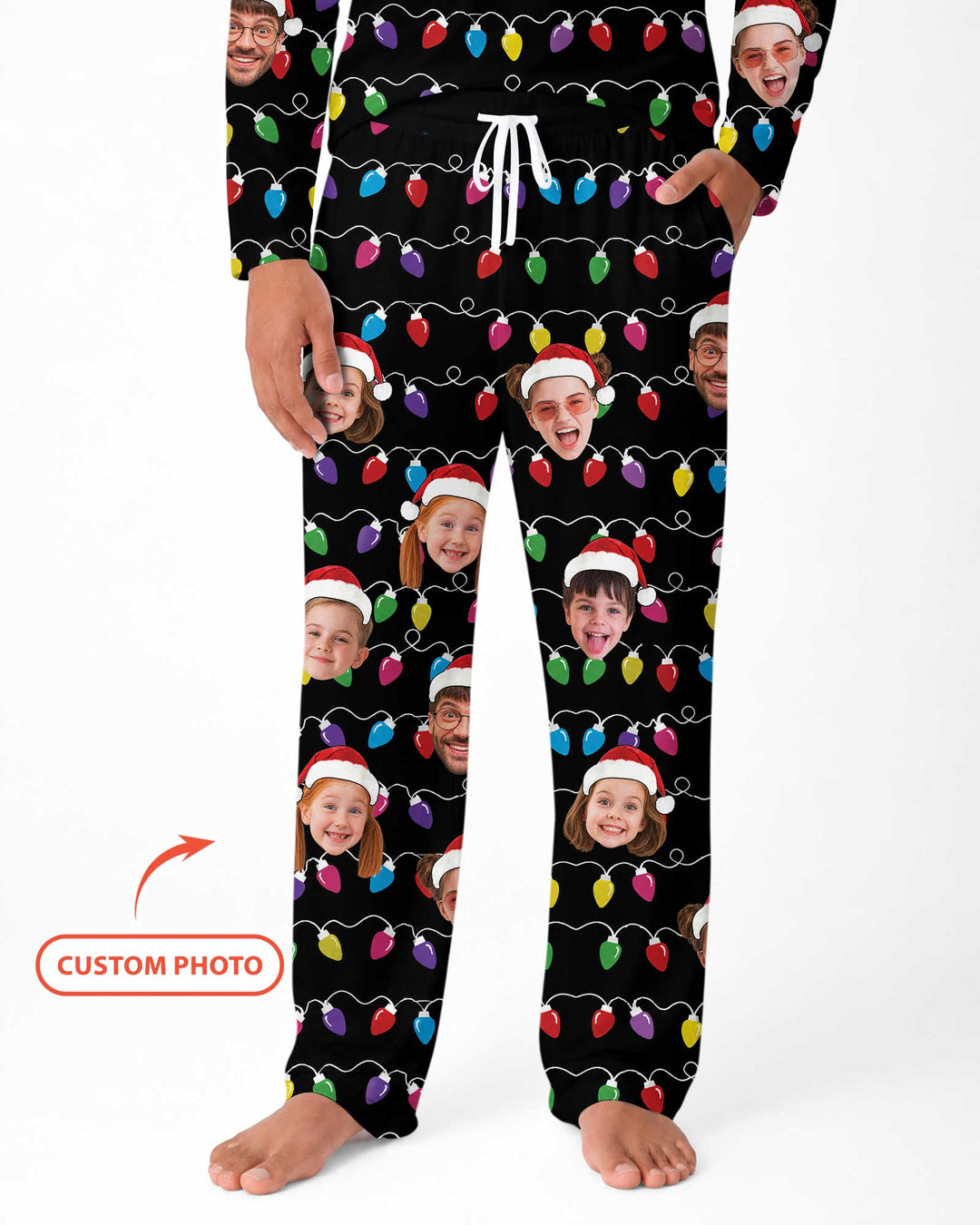 Custom Face Christmas Family Silly Xmas Leds Bamboo Men's Pajama Set