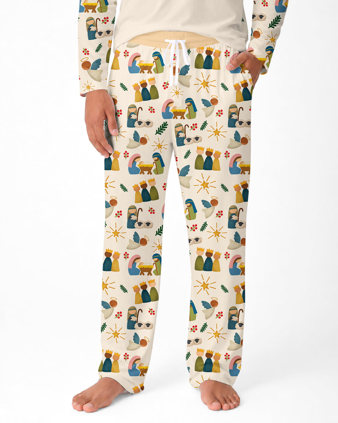 Oh Come, Let Us Adore Him Family Matching Bamboo Men's Pajama Set