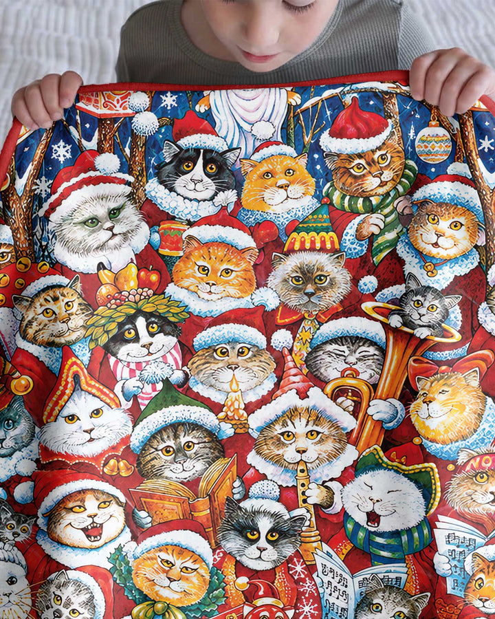 Cats Wear Noel Hat Bamboo Blanket