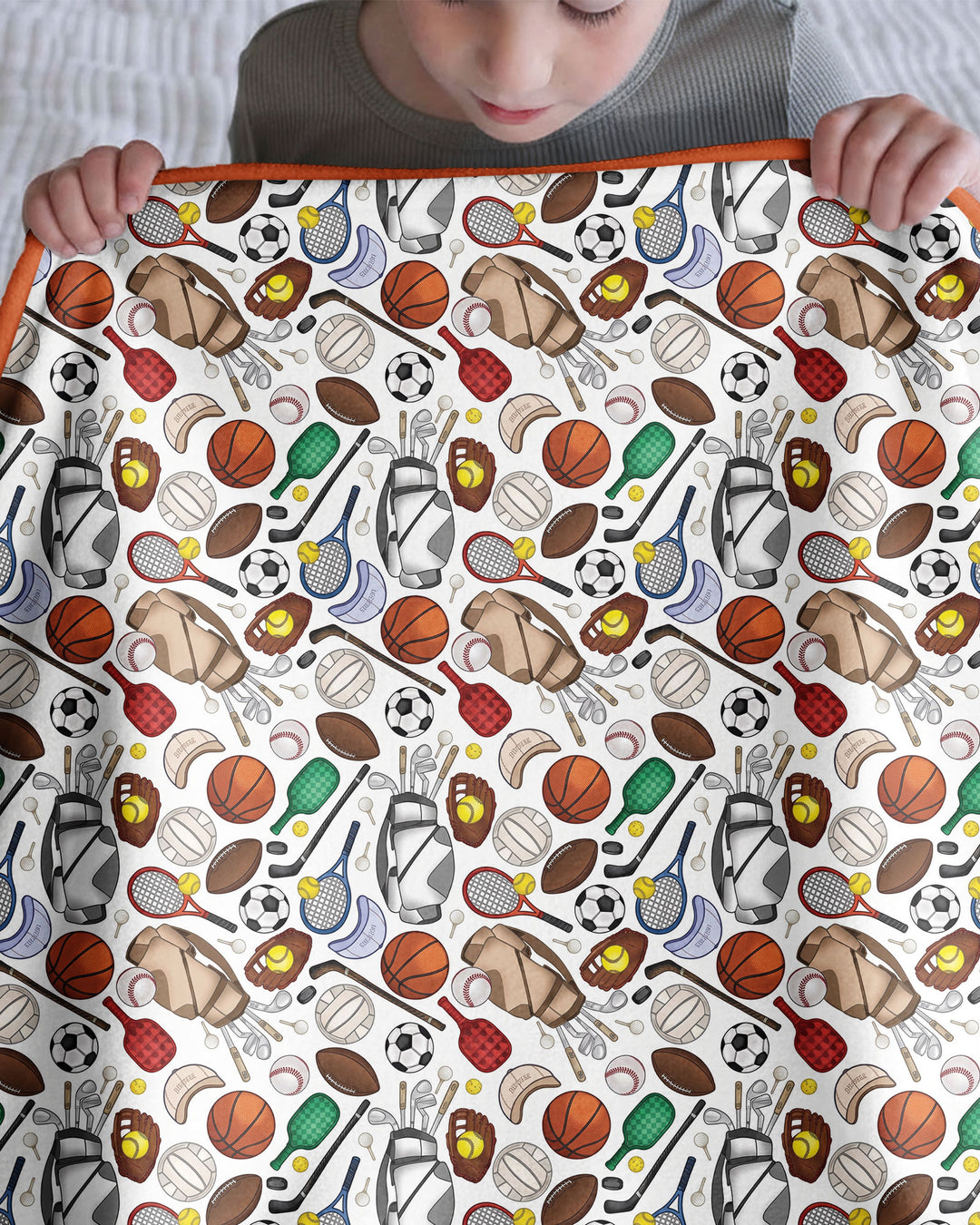 White Sports Equipment Bamboo Blanket