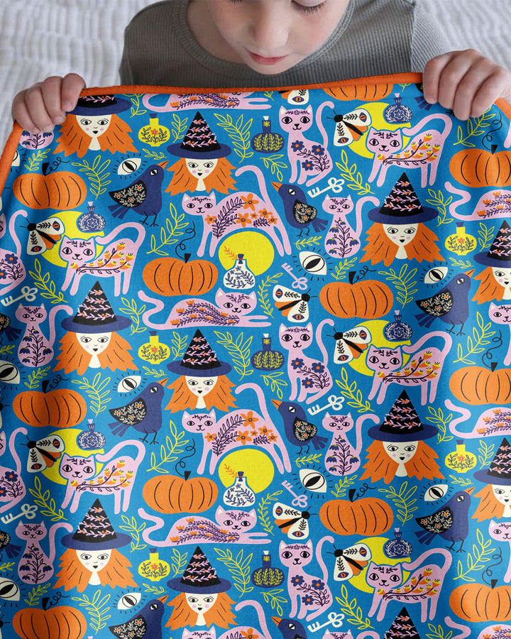 Whimsical Witch Cats Bamboo Blanket