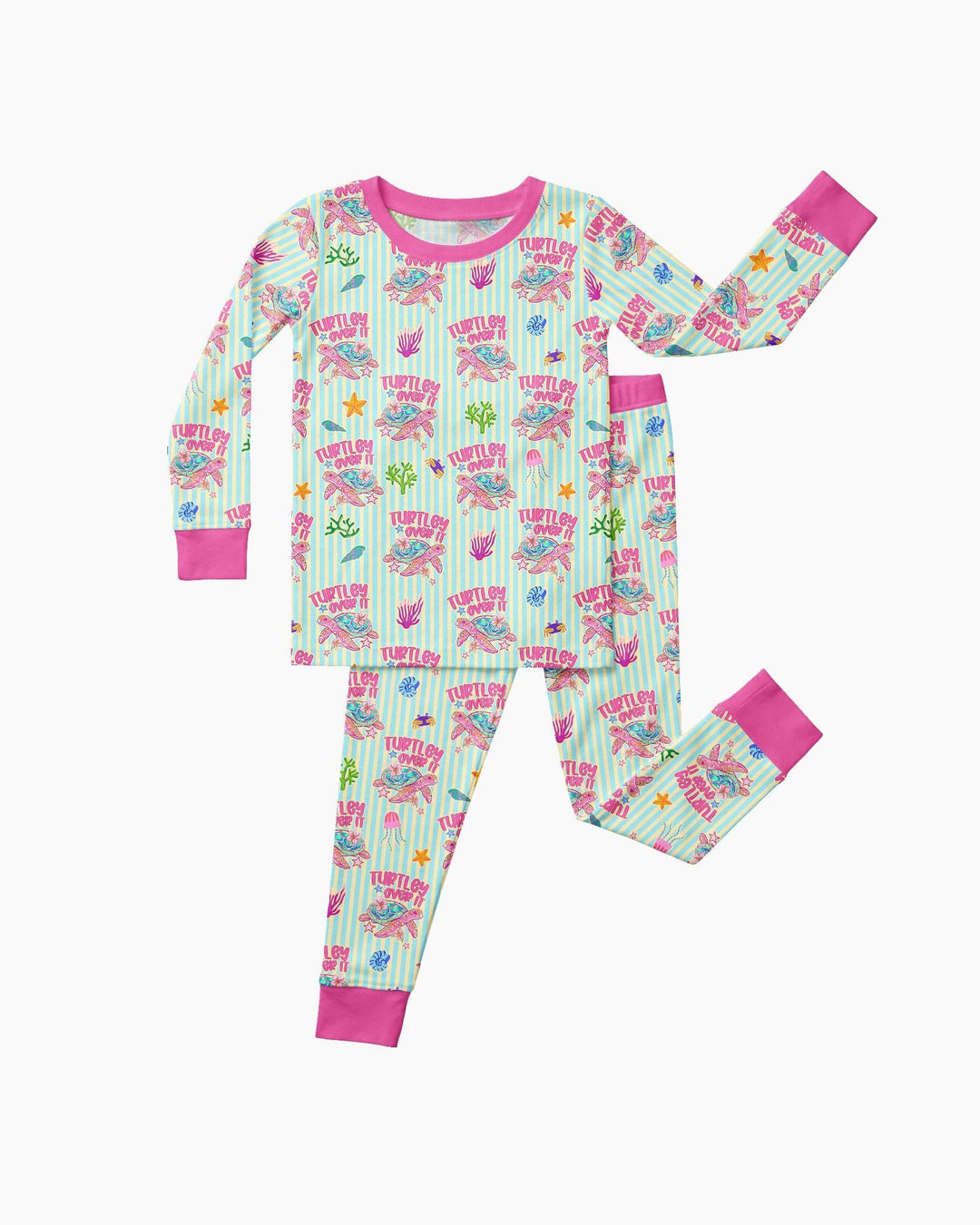 Turtley Over It Family Matching Bamboo Two Piece Long Sleeve Pajama Set
