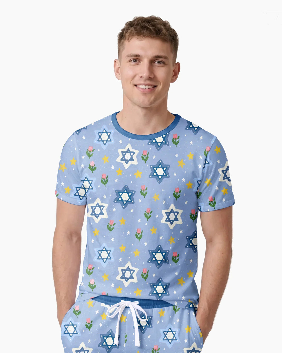 Starry Bloom Blessings Family Matching Bamboo Men Short Sleeve Short Pajama Set