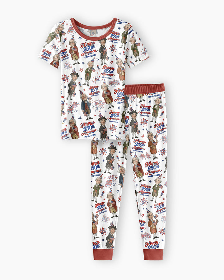 Party Like It's 1776 Family Matching Bamboo Two Piece Short Sleeve Pajama Set