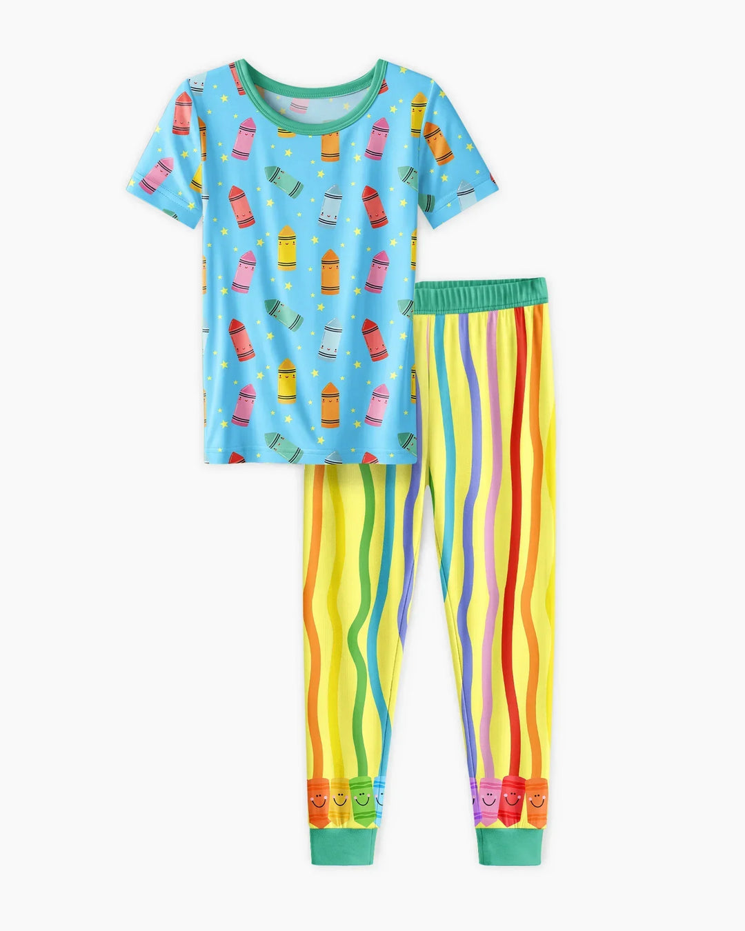 Happy Crayon Friends Bamboo Two Piece Short Sleeve Pajama Set