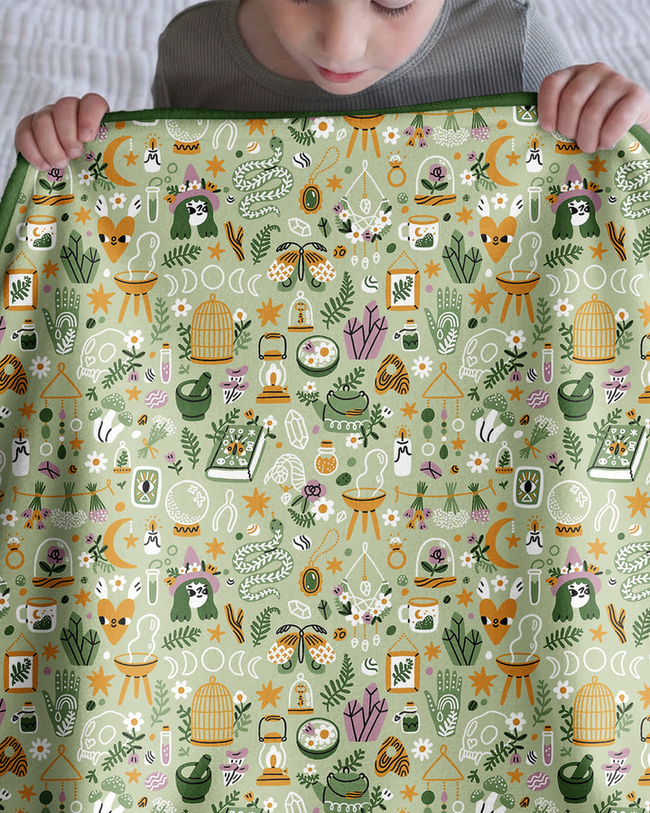 Boho Witchy Celestial Magic Floral Bamboo Blanket