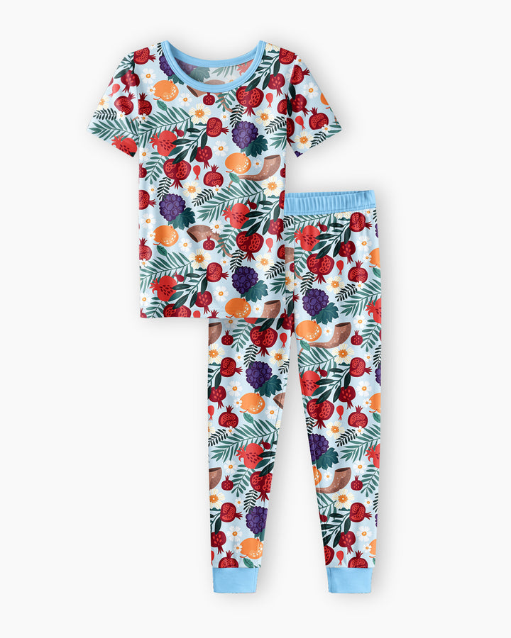 Pomegranate Blessings Night Family Matching Bamboo Two Piece Short Sleeve Pajama Set