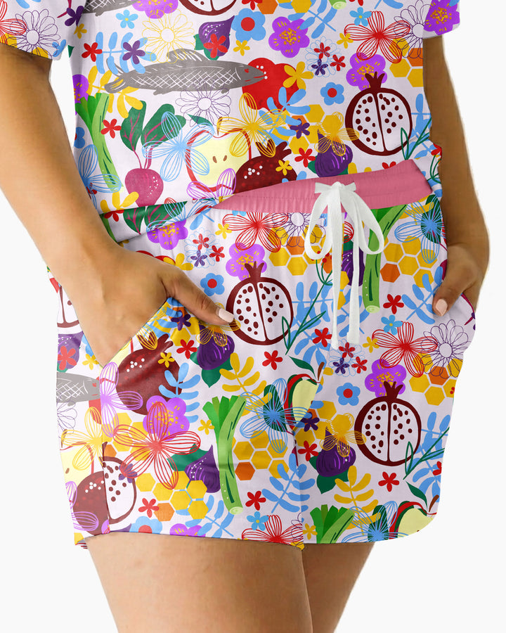 Happy Rosh Hashanah Bamboo Women Short Sleeve Short Pajama Set