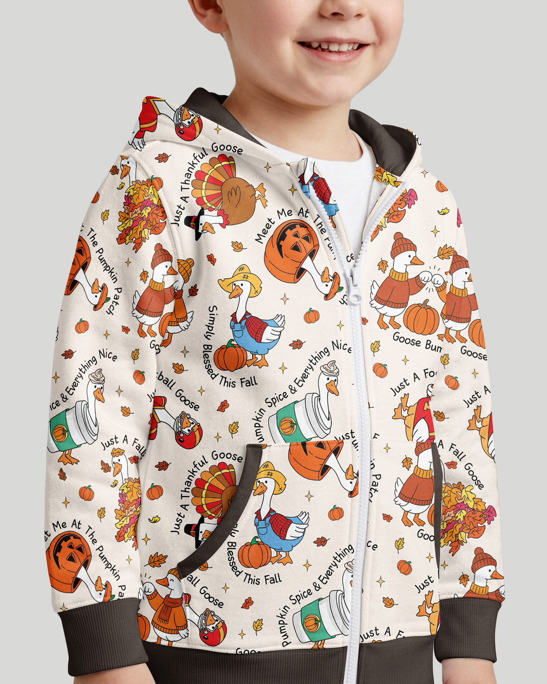 Just A Fall Goose Family Matching Bamboo Zip Hoodie