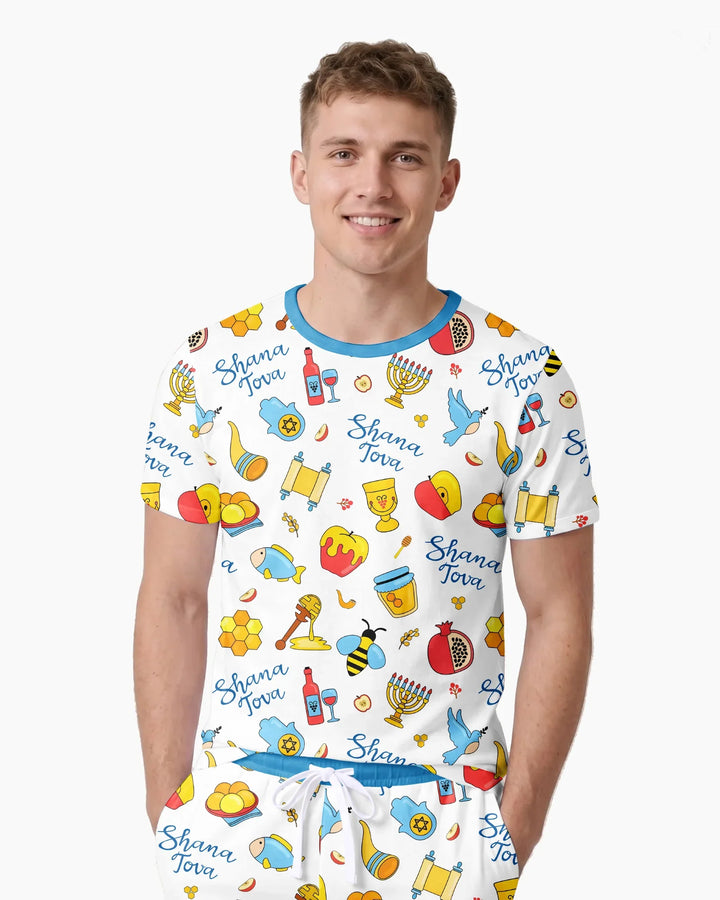 Shanah Tovah U'Metukah Bamboo Men Short Sleeve Short Pajama Set