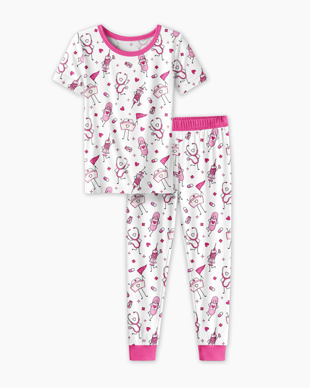 Cute Nurse Crew Bamboo Two Piece Short Sleeve Pajama Set