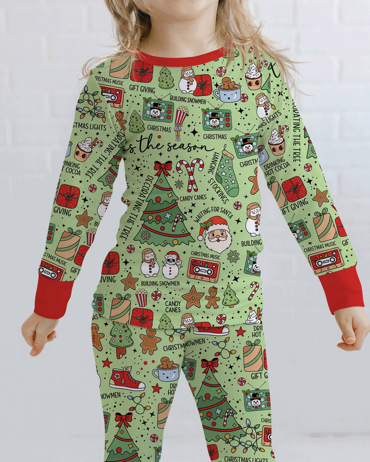 Christmas lights Bamboo Two Piece Long Sleeve Pajama Set