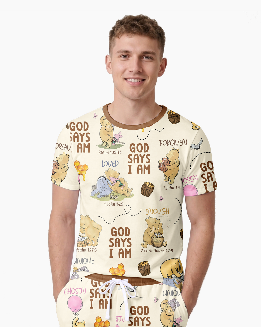 God Says I Am – Little Blessings Bamboo Men Short Sleeve Short Pajama Set