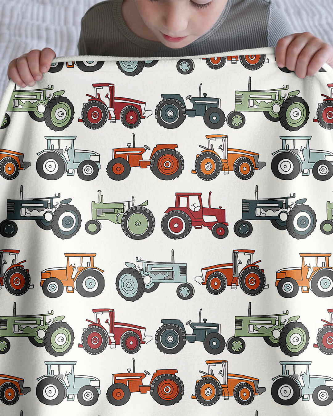 Tiny Tractors Bamboo Blanket