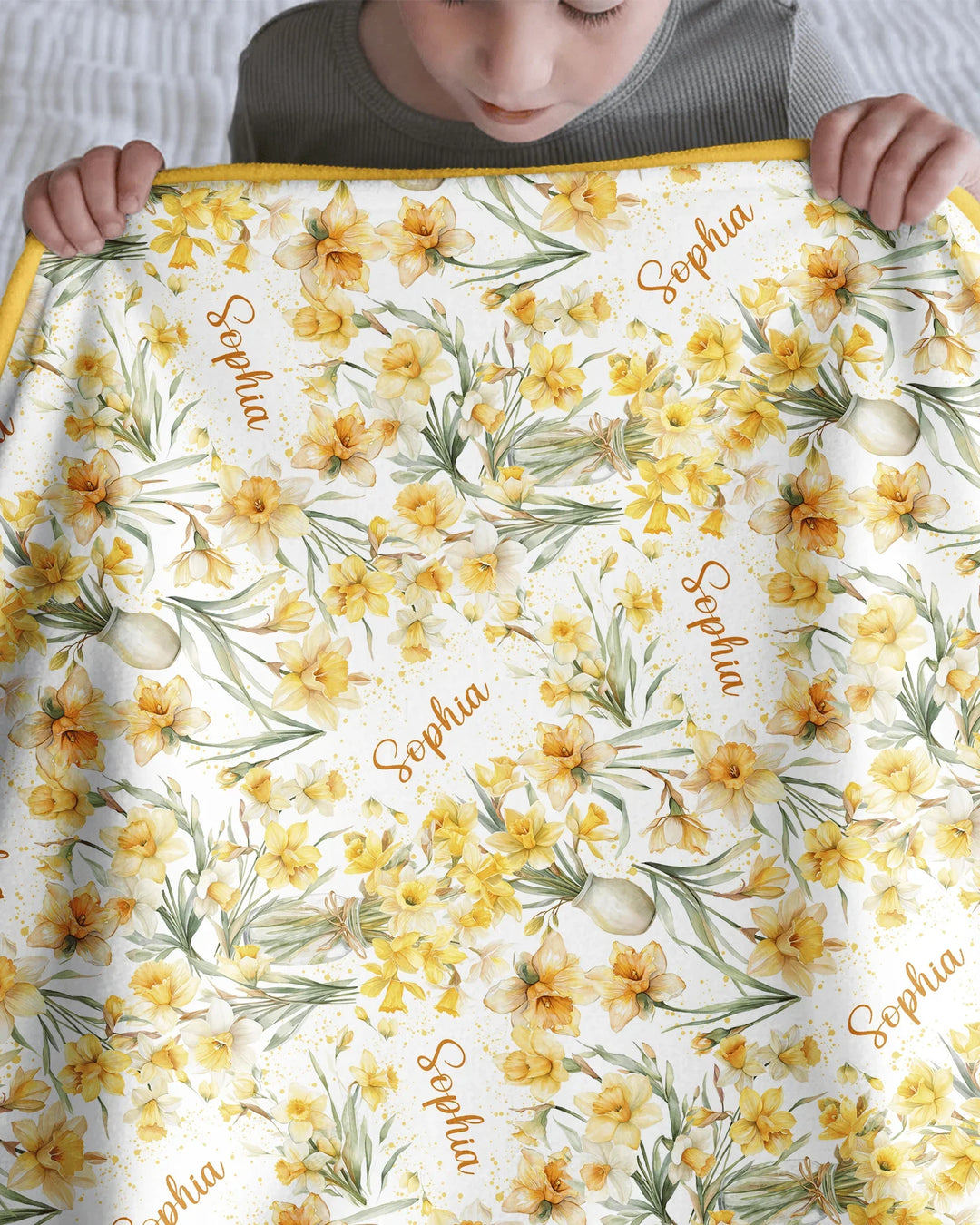 Custom Name Birth Month Flowers Bamboo Blanket