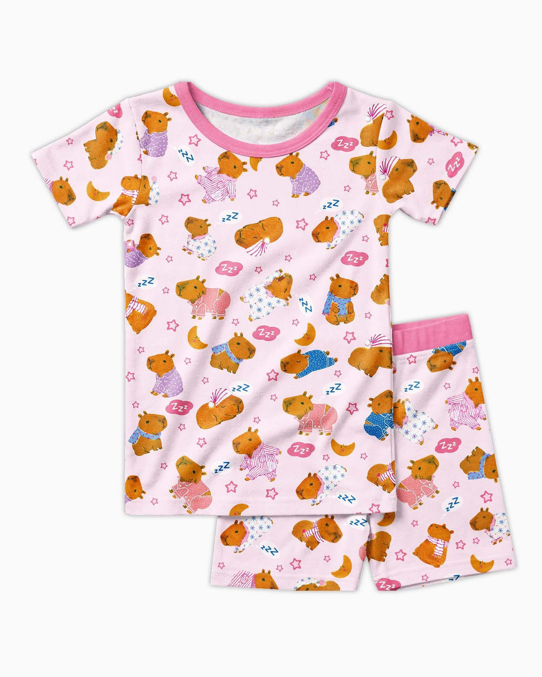 Conjunto de Pijama de Dos Piezas de Bambú con Mangas Cortas y Pantalones Cortos