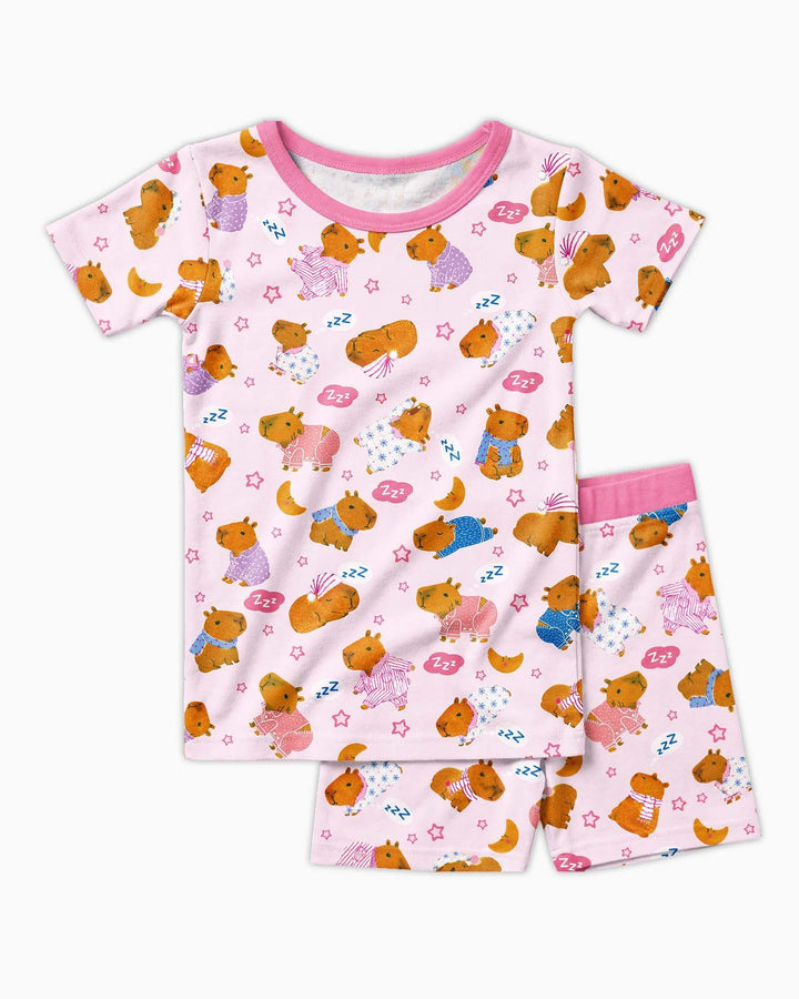 Conjunto de Pijama de Dos Piezas de Bambú con Mangas Cortas y Pantalones Cortos