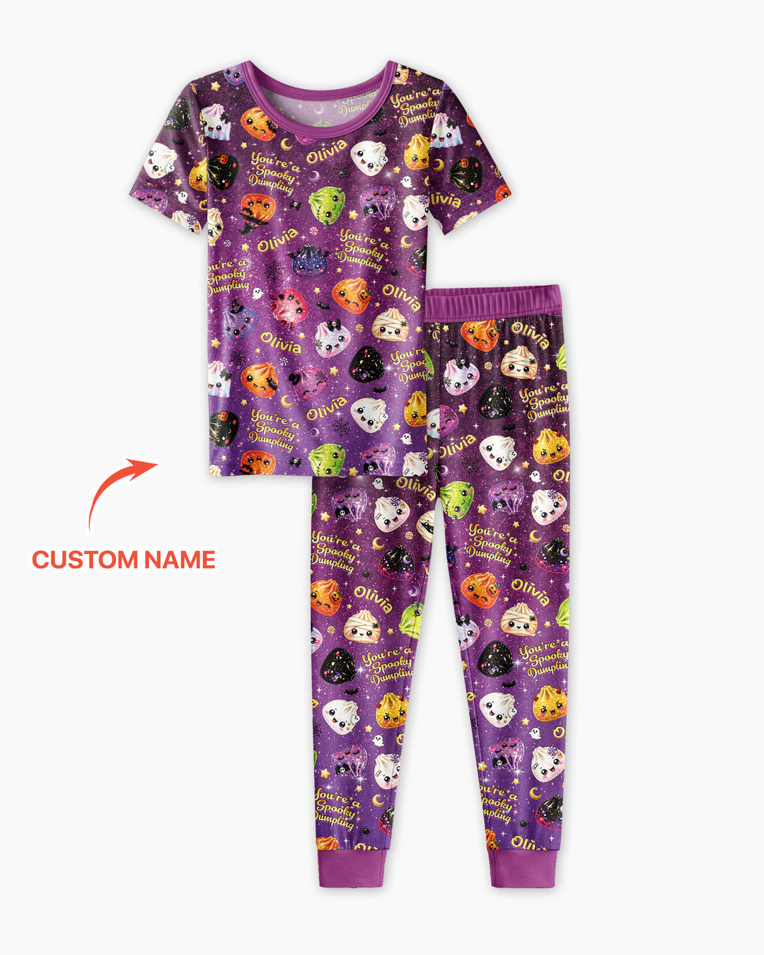 Custom Name You're A Spooky Dumpling Bamboo Two Piece Short Sleeve Pajama Set
