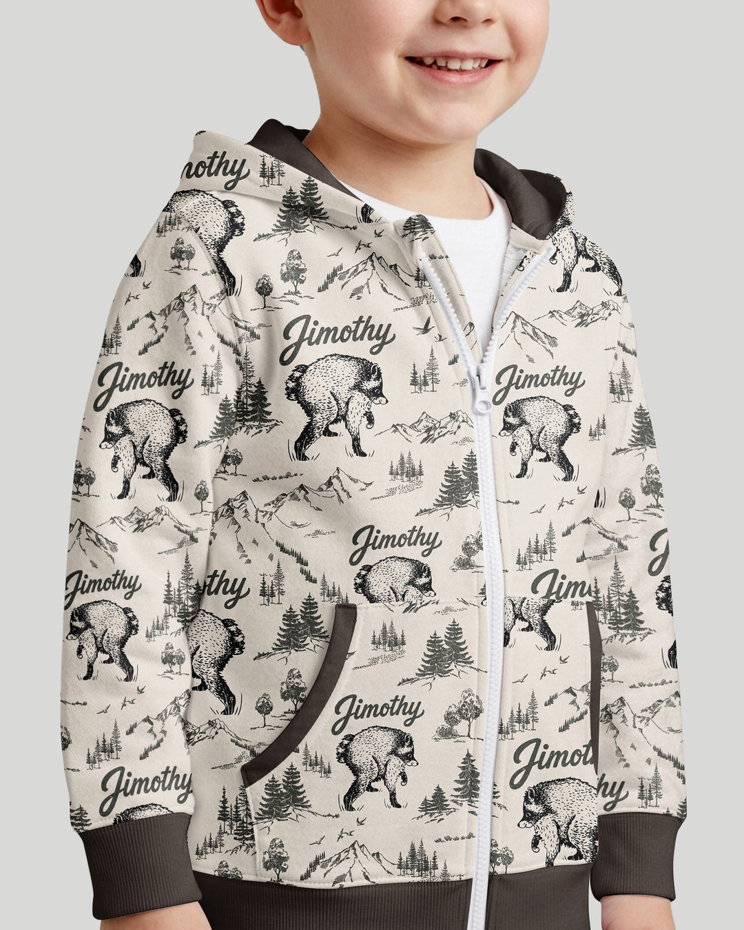 Vintage Jimothy Racoon Family Matching Bamboo Zip Hoodie