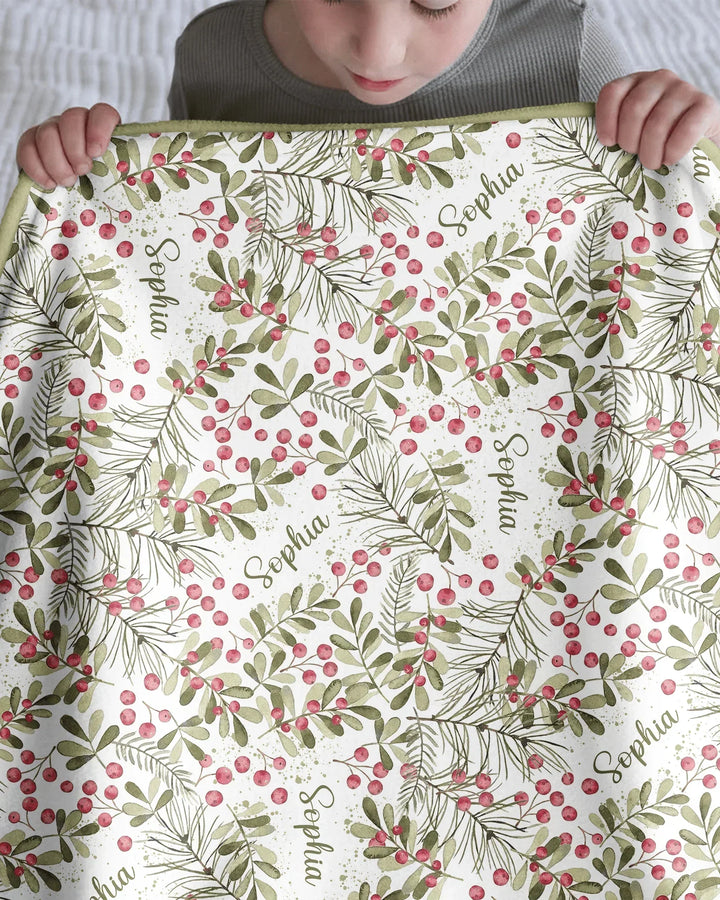 Custom Name Birth Month Flowers Bamboo Blanket