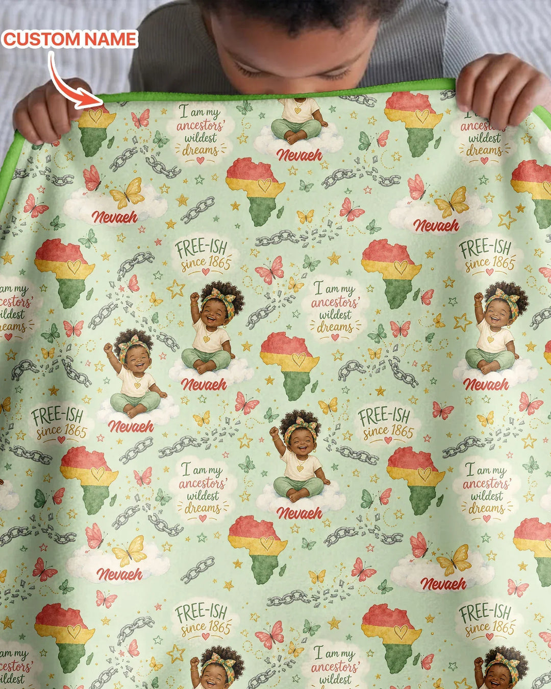 Custom Name Juneteenth I Am My Ancestors' Wildest Dream Bamboo Blanket