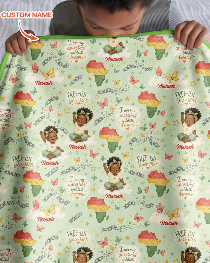 Custom Name Juneteenth I Am My Ancestors' Wildest Dream Bamboo Blanket