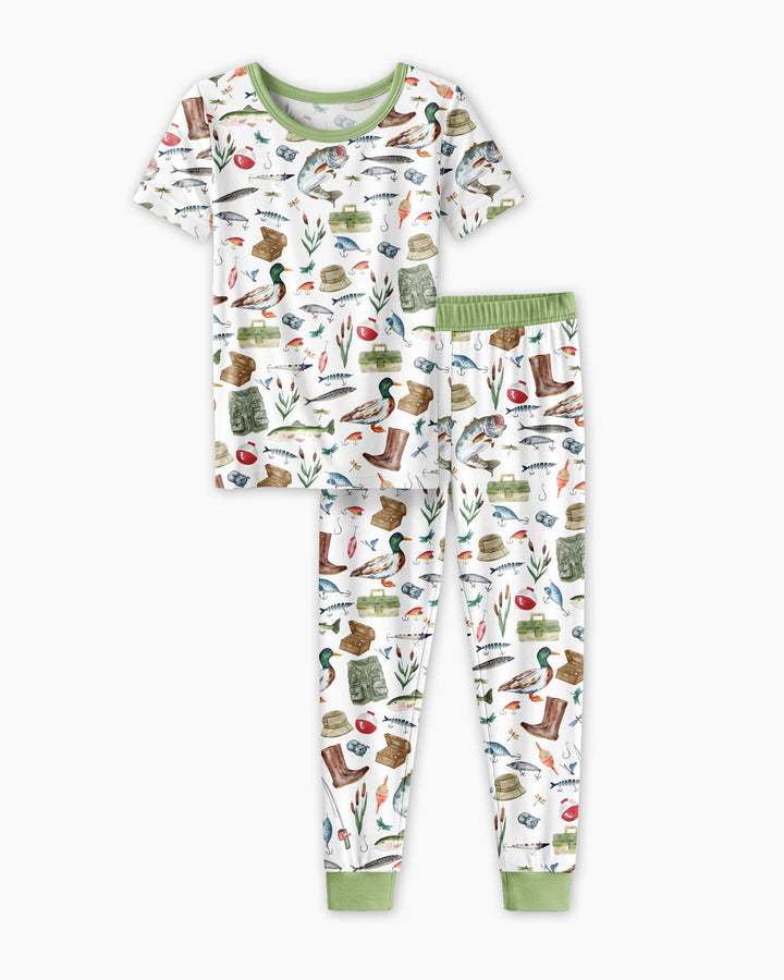 Daddy's Fishing Buddy Daddy& Me Matching Bamboo Two Piece Short Sleeve Pajama Set
