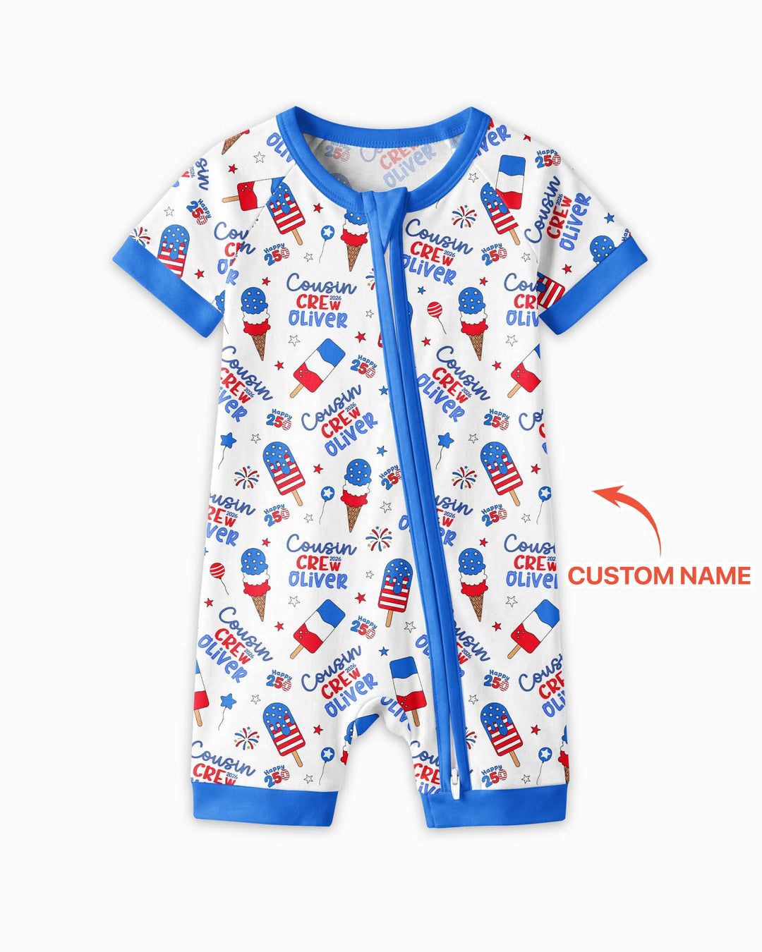 Plantilla PERSONALIZADA de Bambú Pijama Corto con Cremallera