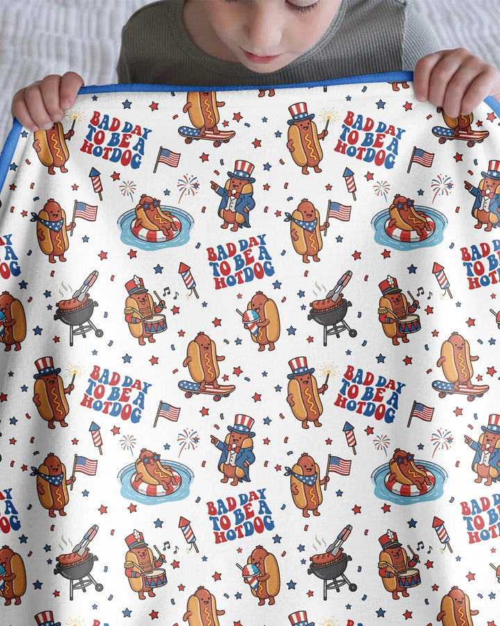 Hot Dog Patriotic Bamboo Blanket
