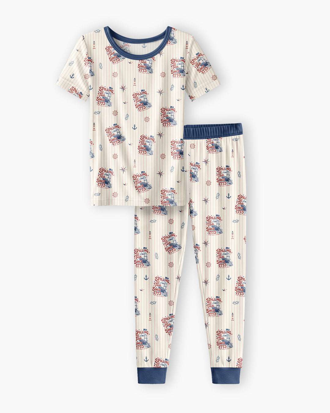 Spilling The Tea Since 1773 Family Matching Bamboo Two Piece Short Sleeve Pajama Set