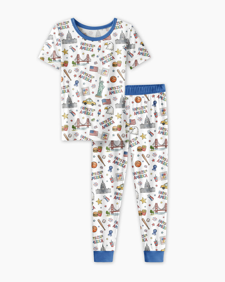 America 250 Celebration Bamboo Two Piece Short Sleeve Pajama Set