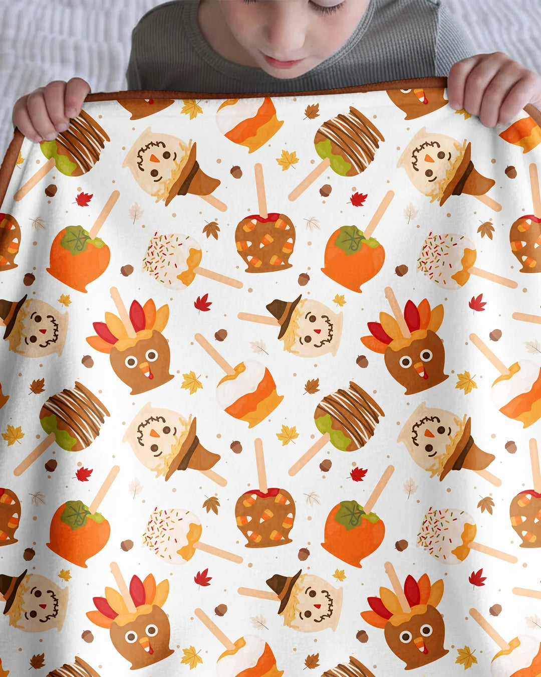Fall Caramel Apple Family Matching Bamboo Blanket
