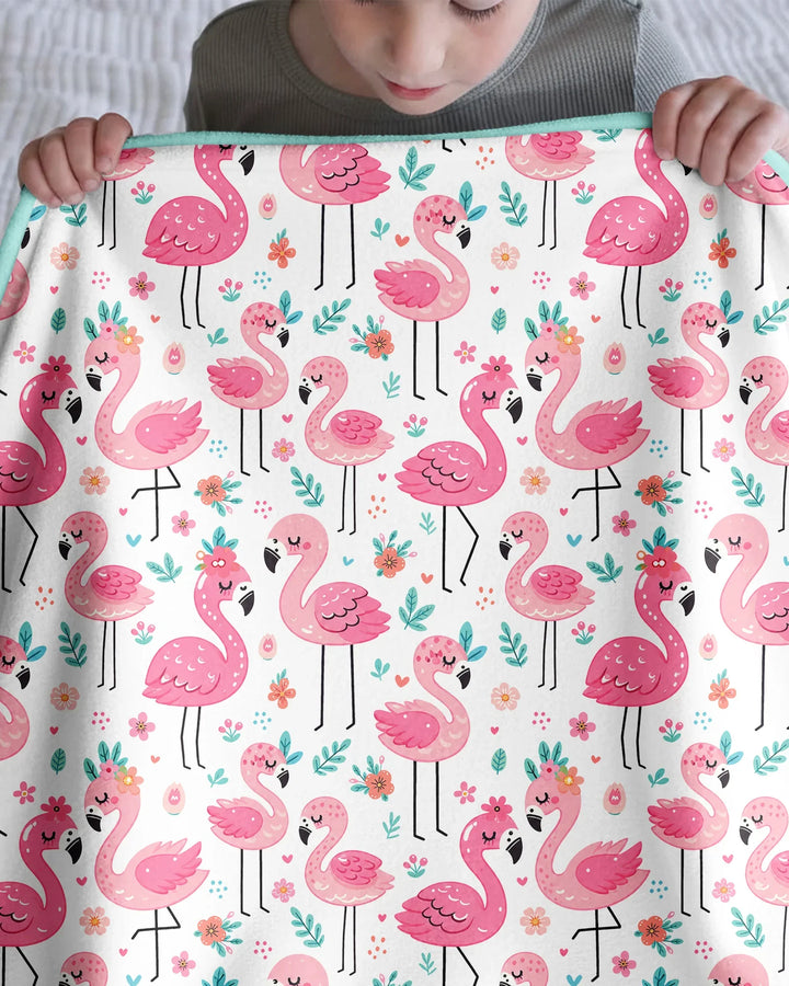 Hello Flamingo Bamboo Blanket