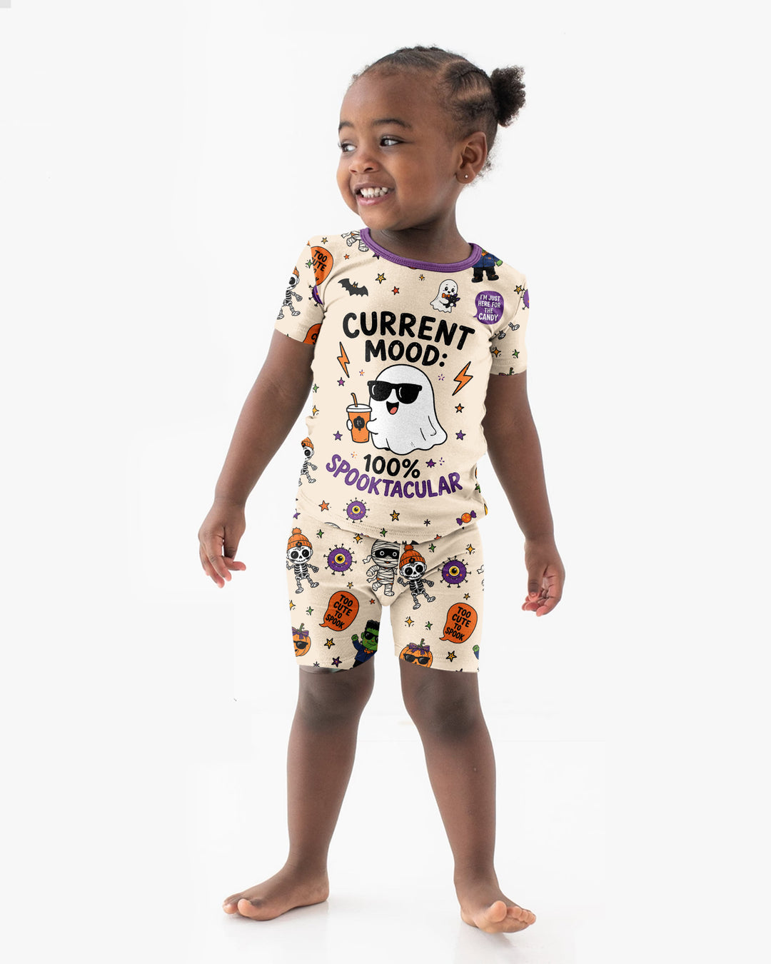 Halloween Friends Bamboo Two Piece Short Sleeve Shorts Pajama Set