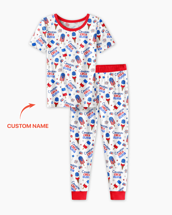 Conjunto de pijama de dos piezas de bambú de manga corta, plantilla personalizada