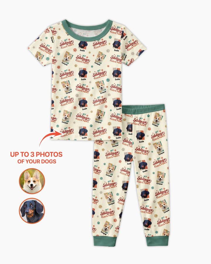 Custom Dog Photos "My Siblings Have Paws" Bamboo Two Piece Short Sleeve Pajama Set