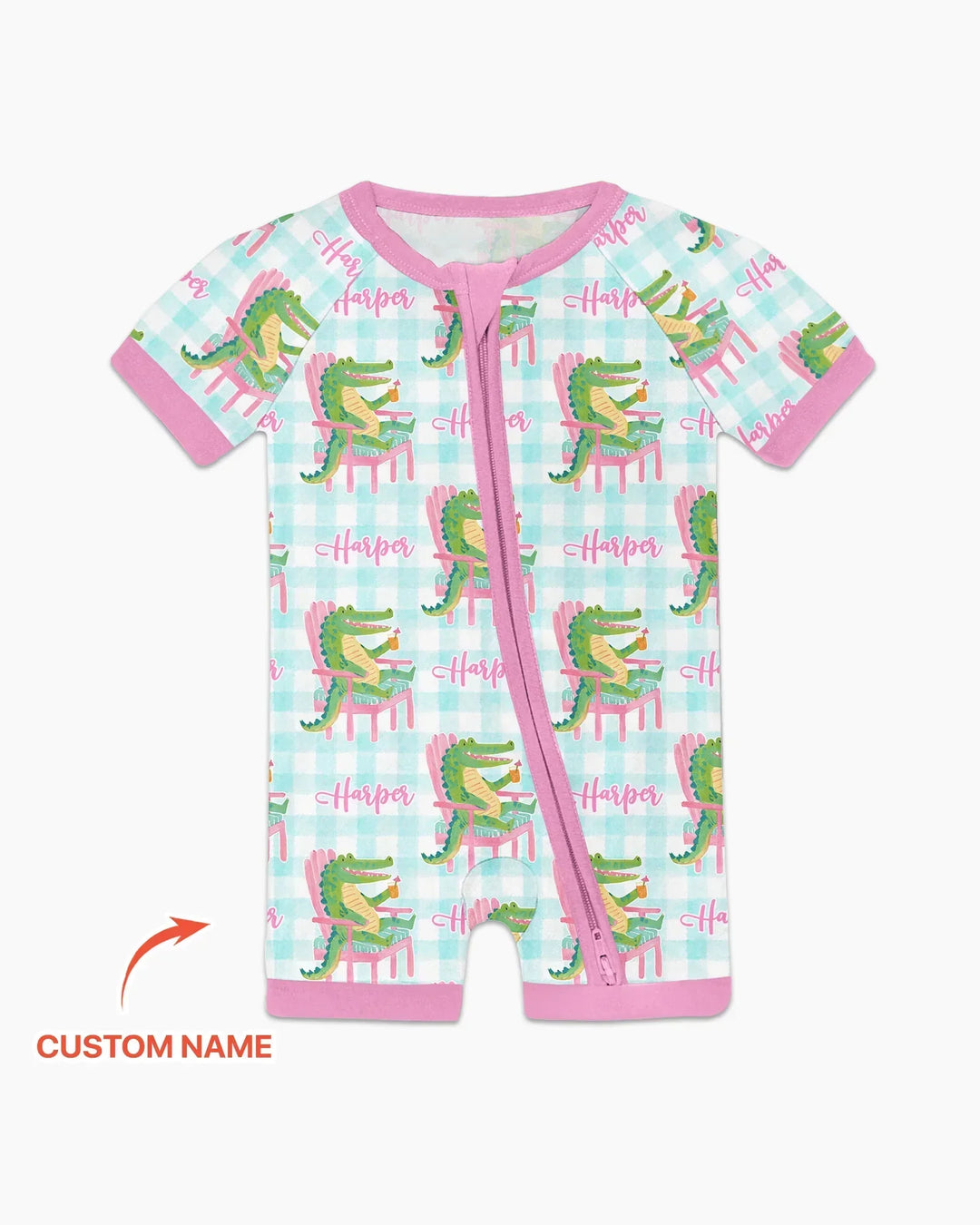 Custom Name Preppy Later Gator Bamboo Shorty Zippy