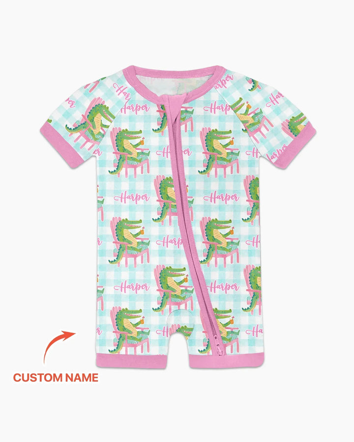Custom Name Preppy Later Gator Bamboo Shorty Zippy