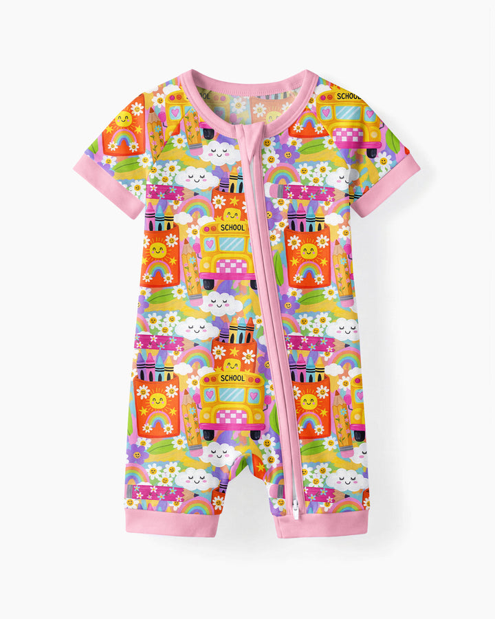Retro Happy Classroom Bamboo Shorty Zippy