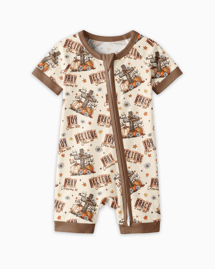 Floral Fall Give Thanks To The Lord Bamboo Shorty Zippy