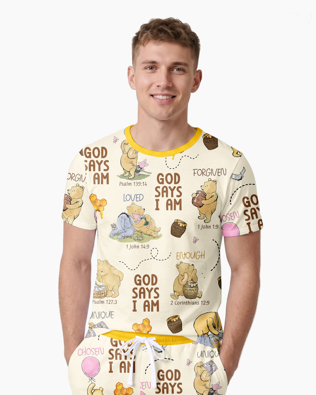 God Says I Am – Little Blessings Bamboo Men Short Sleeve Short Pajama Set